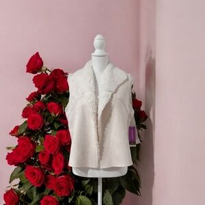 Christopher & Banks REVERSIBLE VEST P/M‎ IVORY NWT